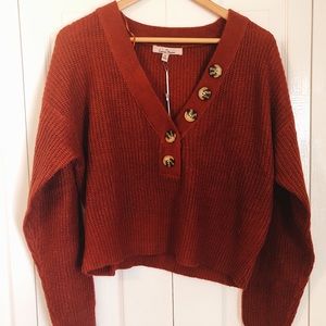 Clad & Cloth Red Crop Sweater